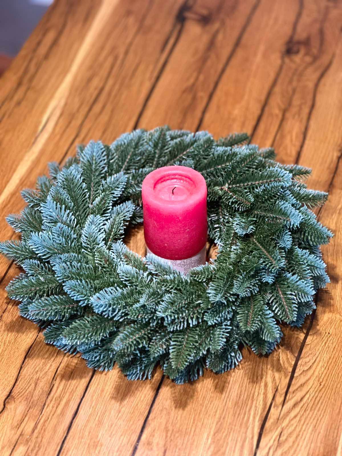 Віночок литий з голубим кінцем CHRISTMAS WREATH-02, 0,4 m