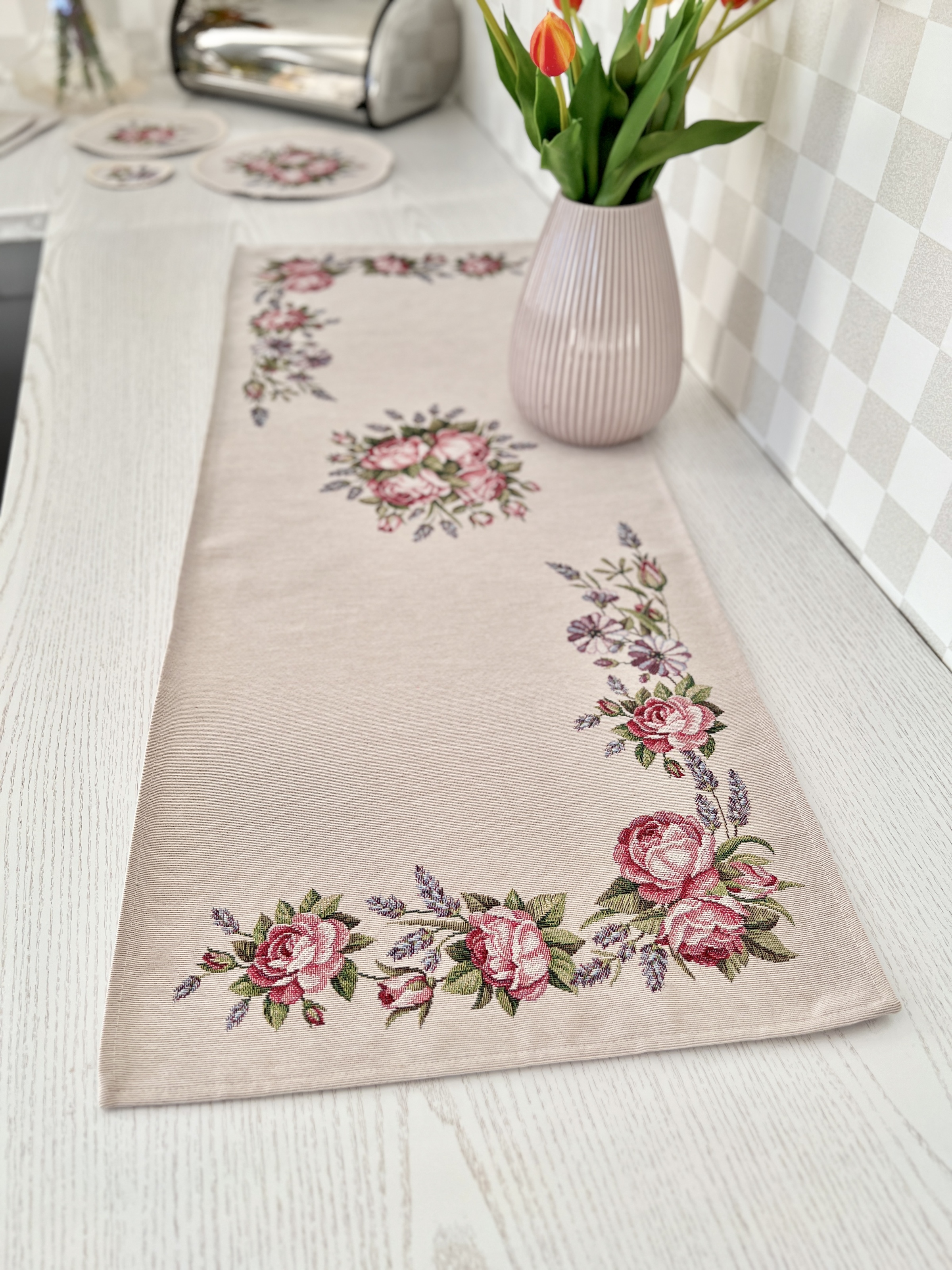 Доріжка гобеленова RUNNER1221 Limaso, 45x140, 140, 45, Прямокутна, Квітковий, Без люрексу, 75% поліестер, 22% бавовна, 3% акрил, Гобелен - фото 3