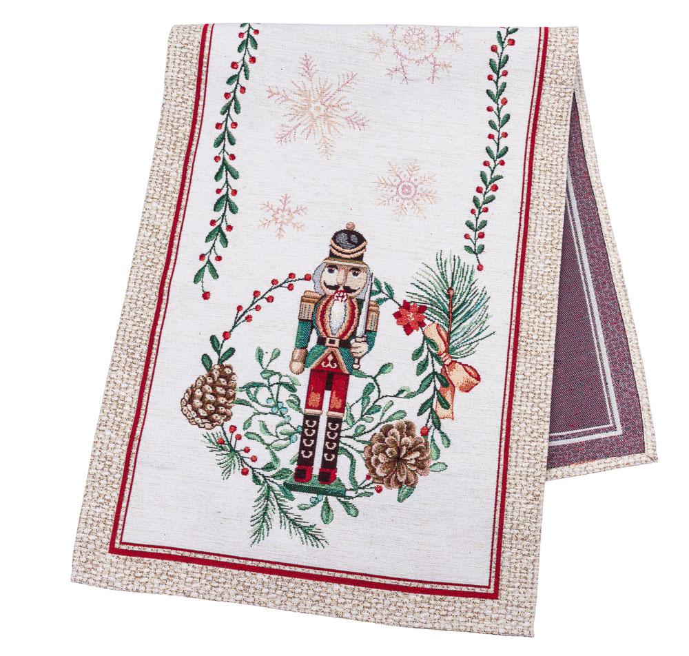 Доріжка гобеленова CASCANUECES Limaso, 45x140, 140, 45, Прямокутна, Новорічний, З мікрофіброю + срібним люрексом, 65% поліестер, 30% бавовна, 5% люрекс, Гобелен