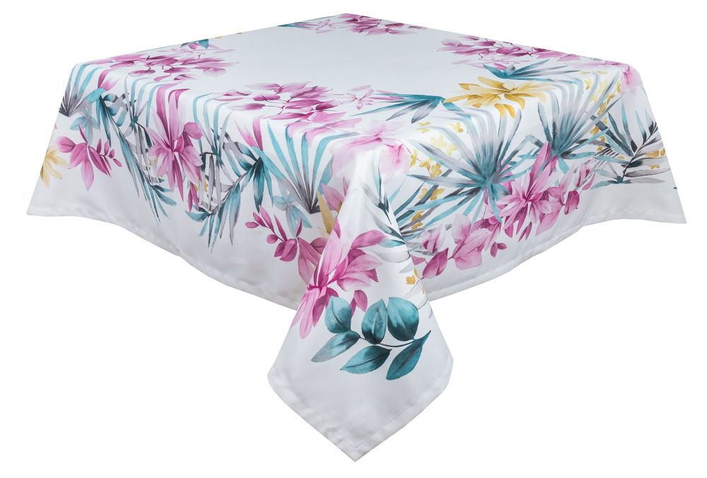 Скатертина з водовідштовхуючим покриттям MANTEL BOTANIA, 140x180, Прямокутна, Квітковий, З водовідштовхуючим покриттям, 75% бавовна, 25% поліестер, Водовідштовхуючий