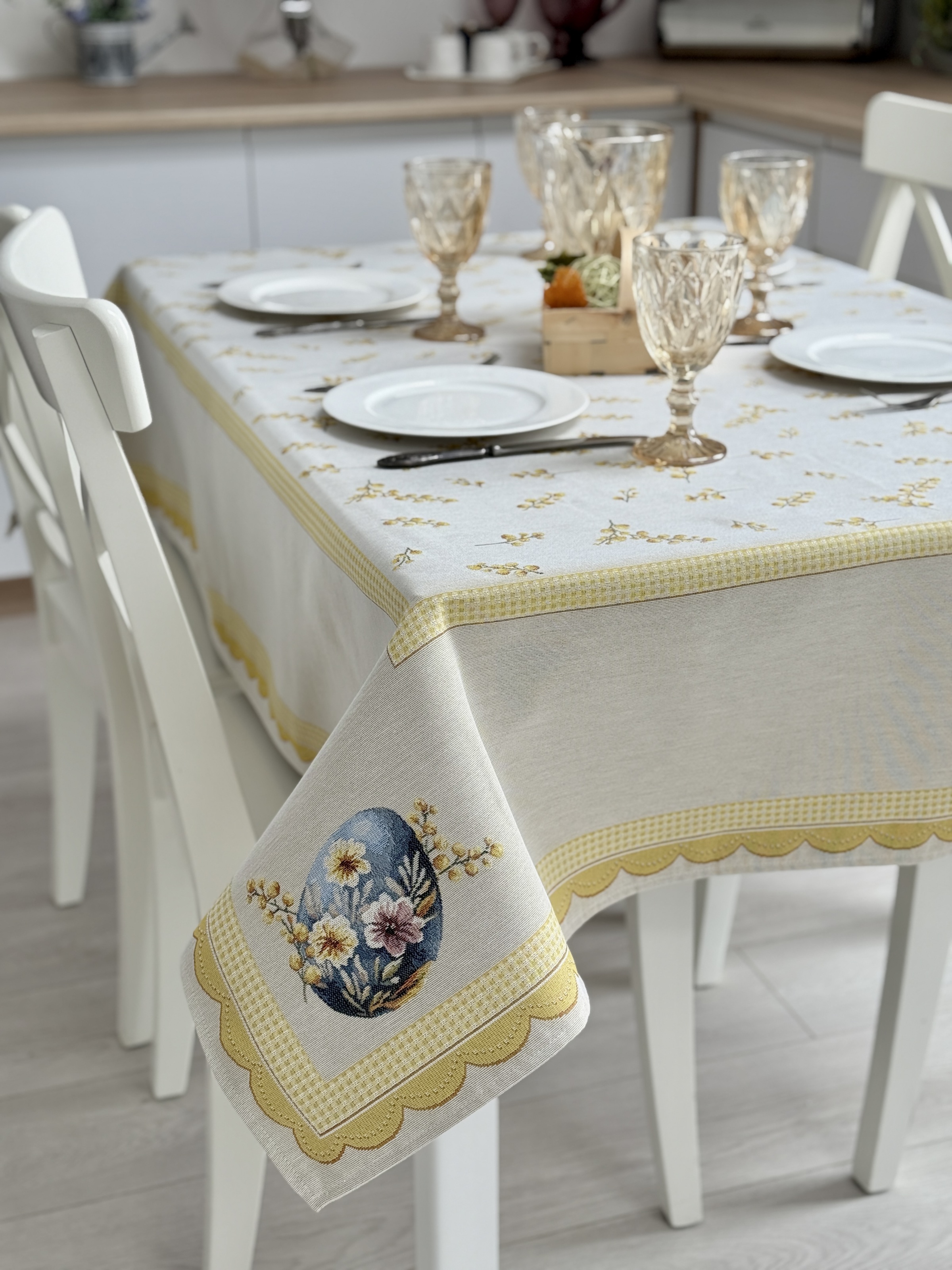 Скатертина гобеленова DERLIN, 137x260, Прямокутна, Великодній, Без люрексу, 76% поліестер, 12% бавовна, 12 акрил, Гобелен - фото 6