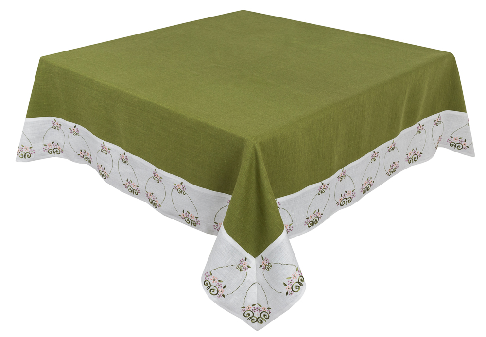 Скатертина вишивана великодня SKVV038A, 136x300, Прямокутна, Великодній, Вишивка, 100% льон