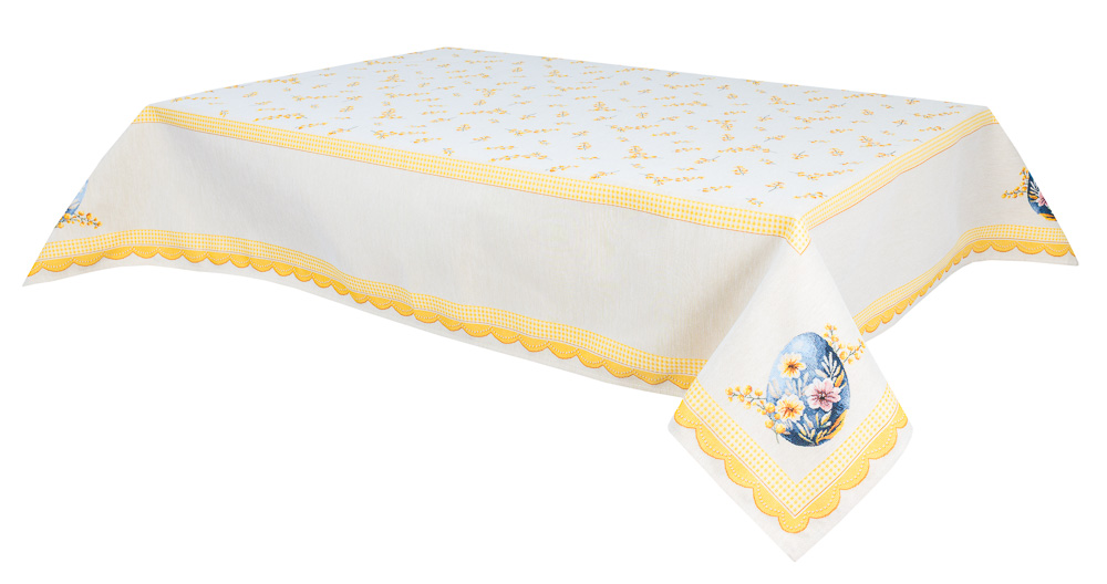 Скатертина гобеленова DERLIN, 137x260, Прямокутна, Великодній, Без люрексу, 76% поліестер, 12% бавовна, 12 акрил, Гобелен