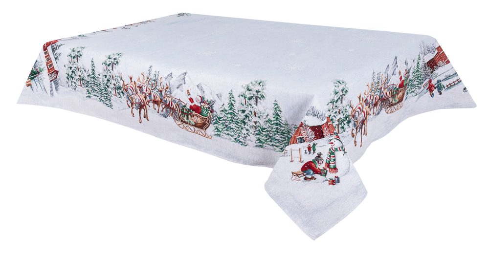 Скатертина гобеленова SLED Limaso, 137х240, Прямокутна, Новорічний, З мікрофіброю + срібним люрексом, 40% поліестер, 60% бавовна, Гобелен