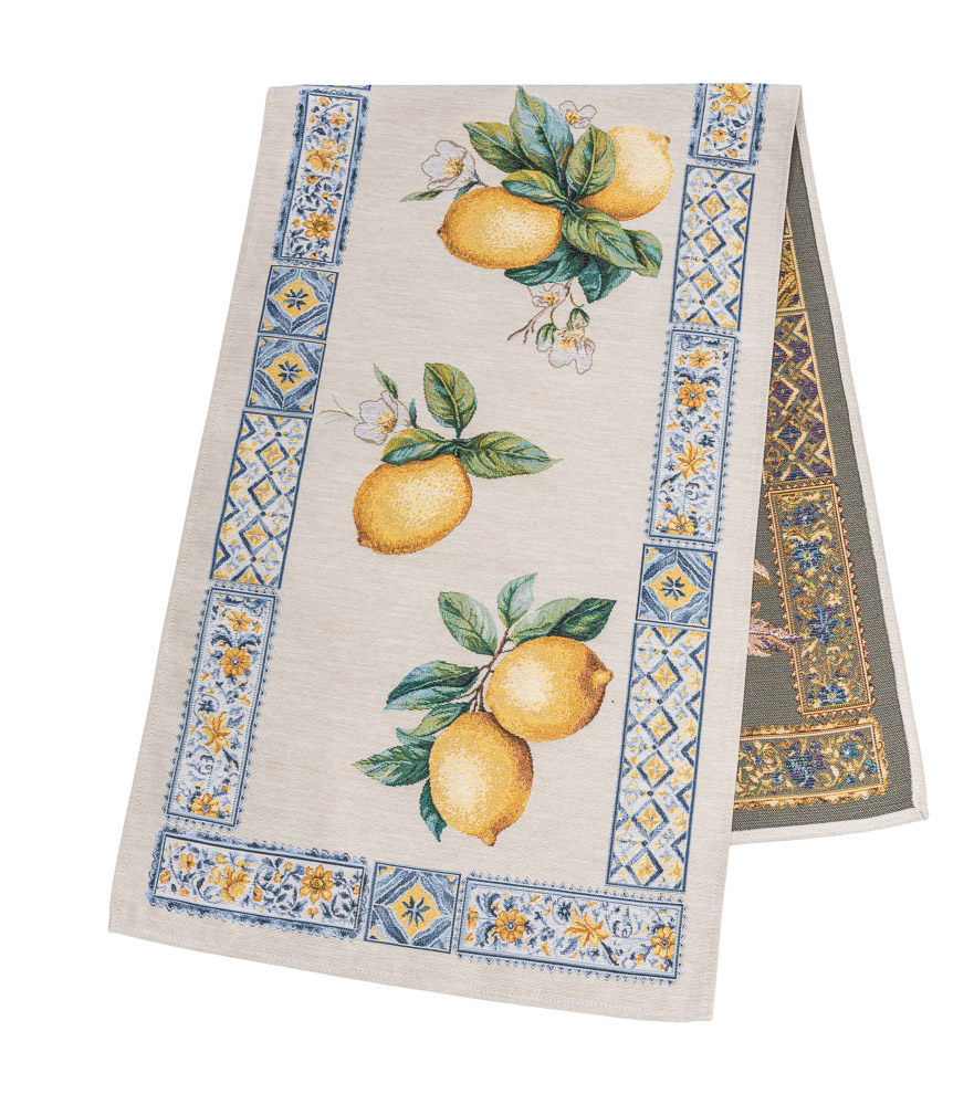 Доріжка гобеленова ISCHIA Limaso, 45x140, 140, 45, Прямокутна, Лимони, Без люрексу, 76% поліестер, 14% бавовна, 10% акрил, Гобелен
