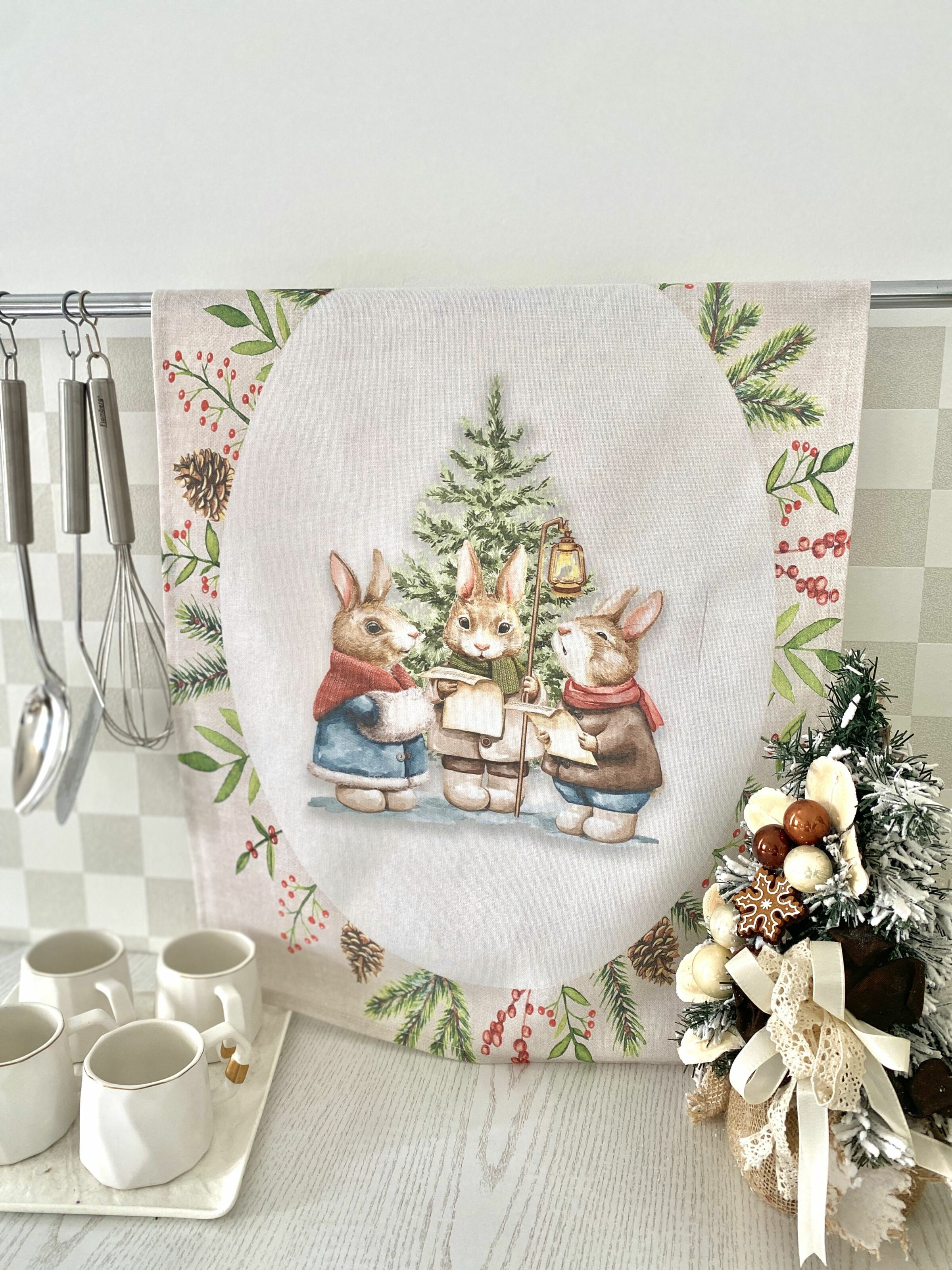 Набір з 2 шт. кухонних рушників "Bunny Choir" SET TOWELS-21, 45x65, Прямокутна, Новорічний, Принт, 100% бавовна, 2 шт. - фото 5