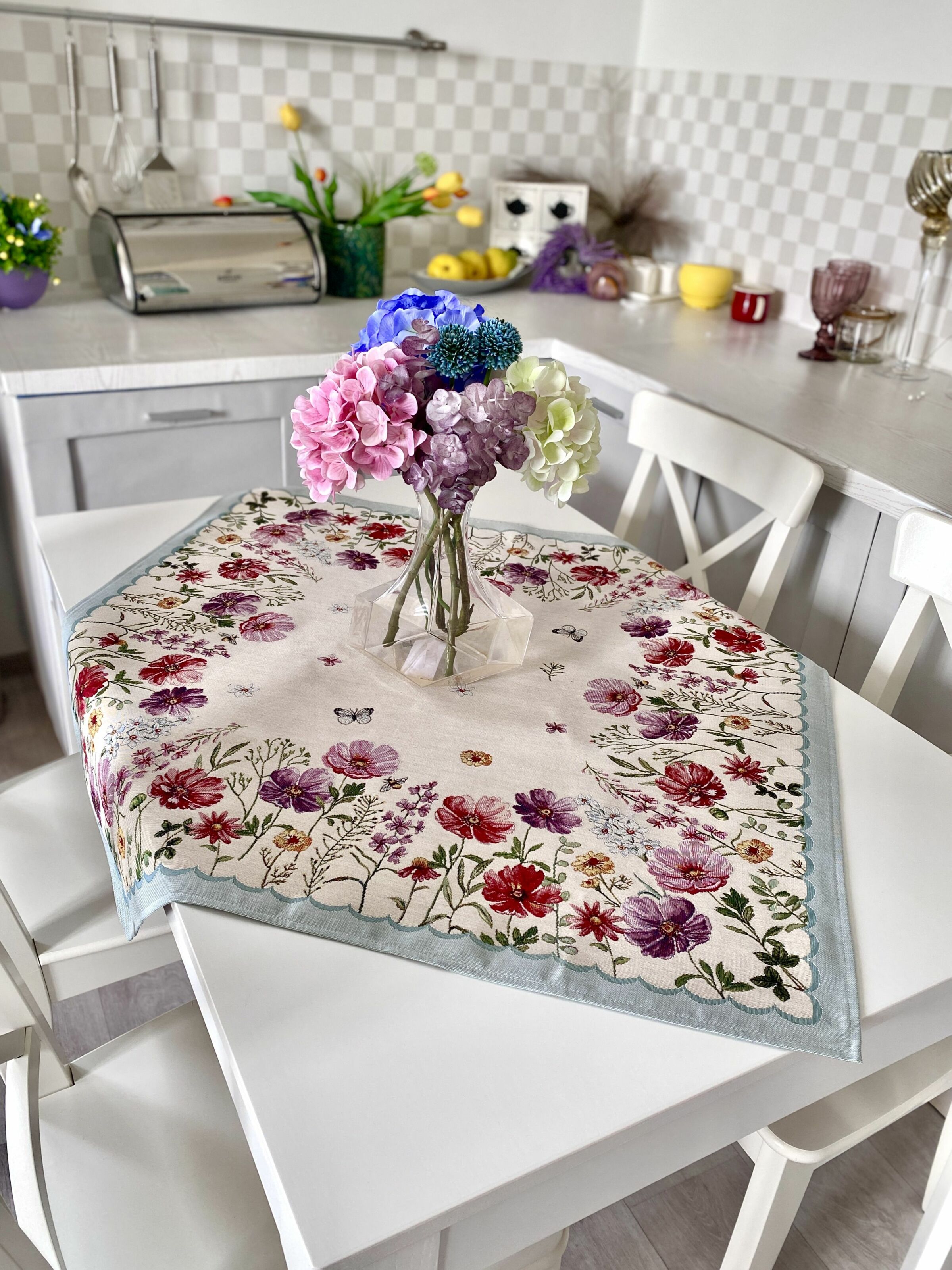Скатертина гобеленова ELIZABETH Limaso, 93x93, Квадратна, Квітковий, Без люрексу, 60% поліестер, 24% бавовна, 16% акрил, Гобелен - фото 2