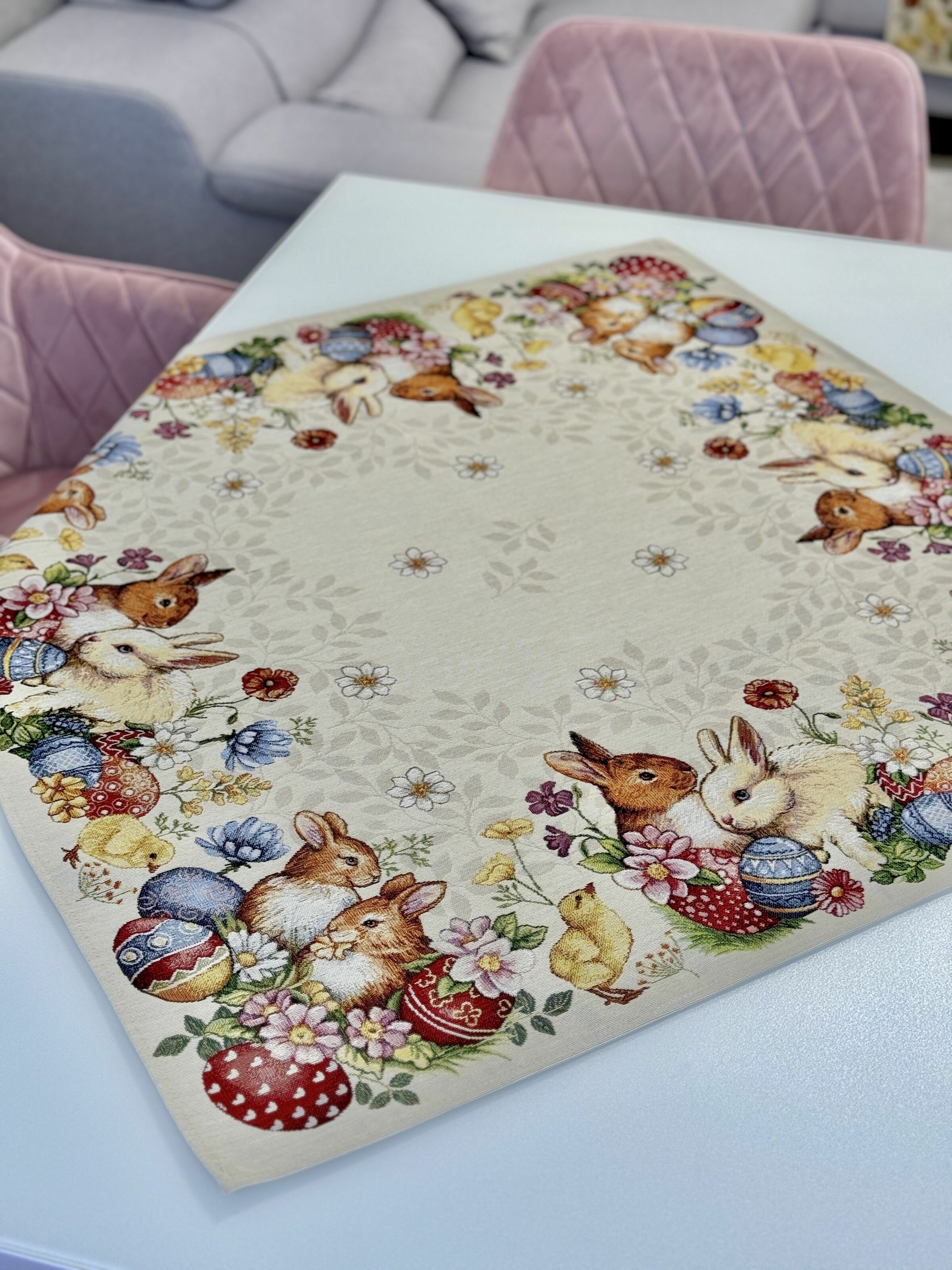 Скатертина гобеленова PRIMROSE Limaso, 93x93, Квадратна, Великодній, Без люрексу, 60% поліестер, 24% бавовна, 16% акрил, Гобелен - фото 3
