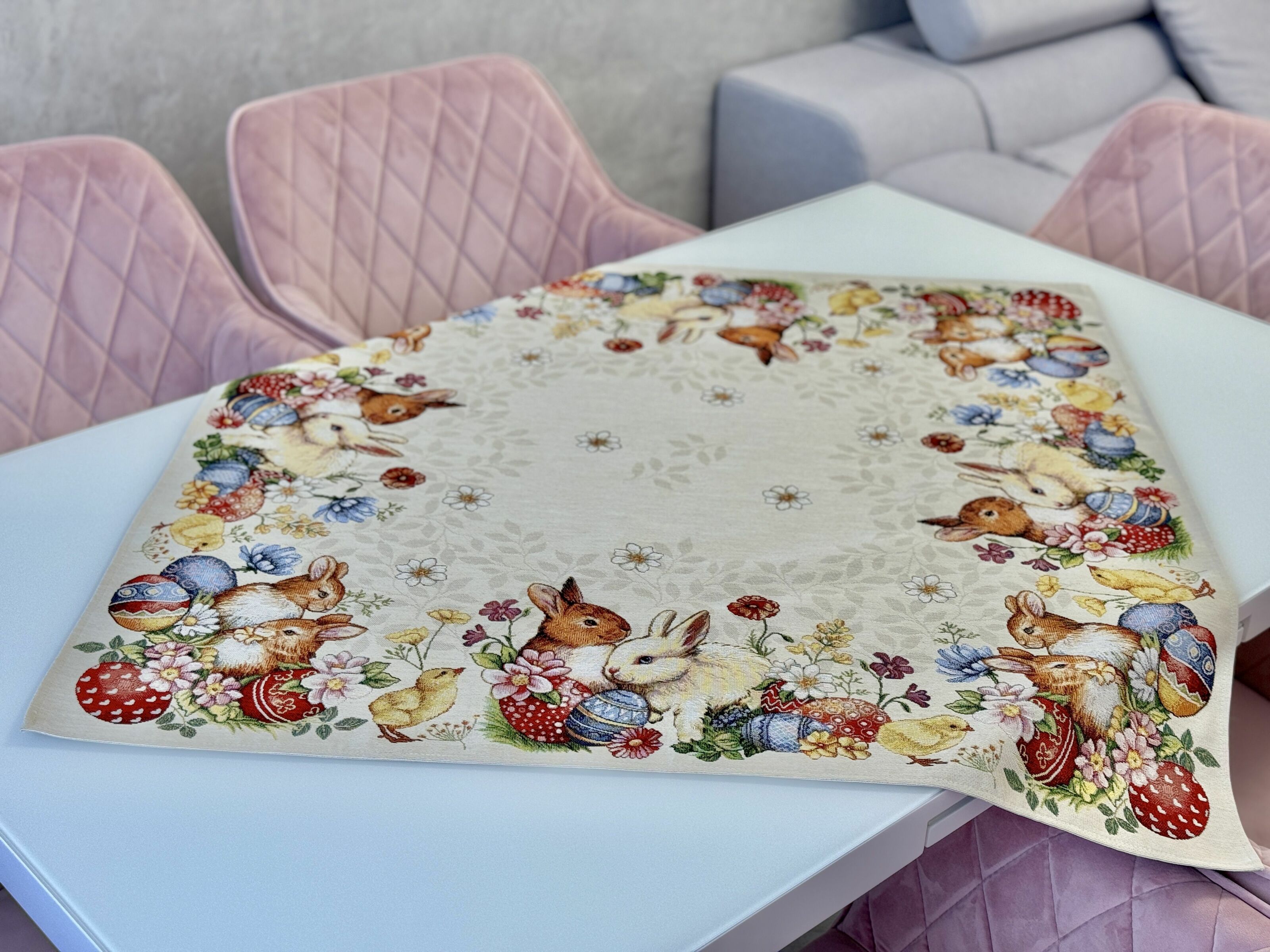 Скатертина гобеленова PRIMROSE Limaso, 93x93, Квадратна, Великодній, Без люрексу, 60% поліестер, 24% бавовна, 16% акрил, Гобелен - фото 5