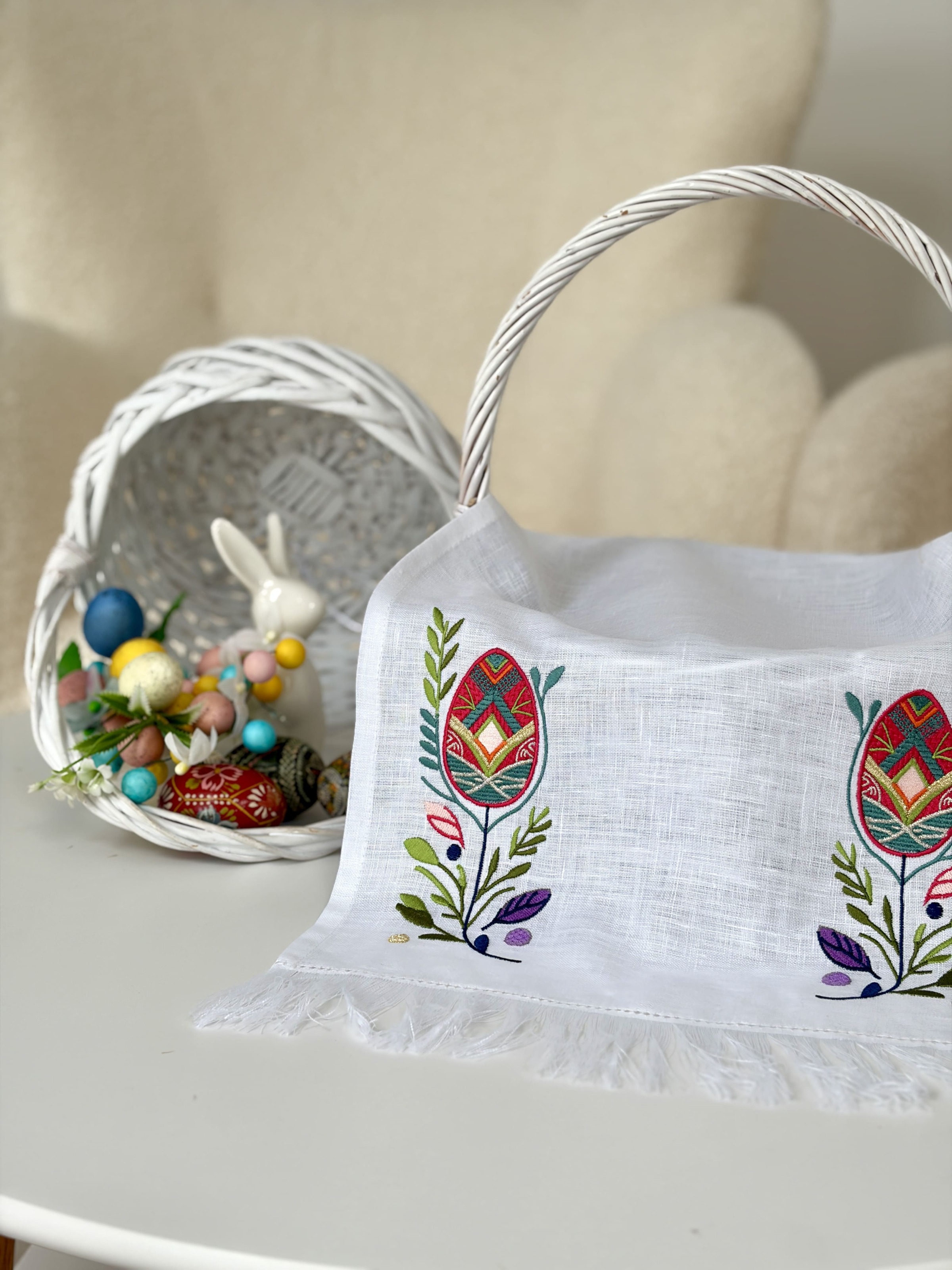 Рушничок у кошик великодній RKVV023, 31x70, Прямокутна, Великодній, Вишивка, 100% льон, Льон - фото 3