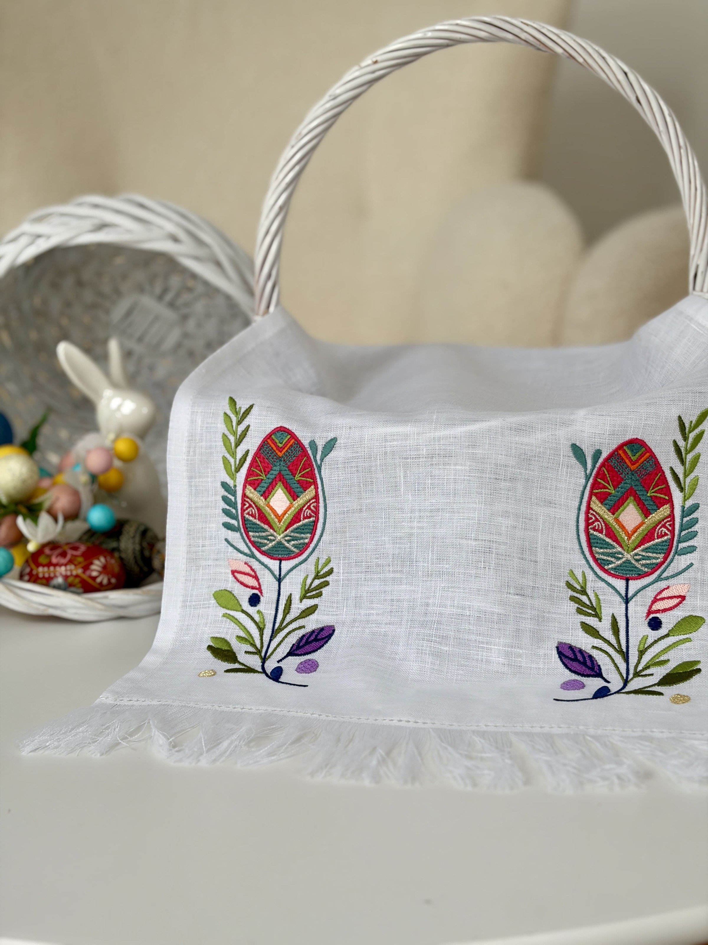 Рушничок у кошик великодній RKVV023, 31x70, Прямокутна, Великодній, Вишивка, 100% льон, Льон - фото 4
