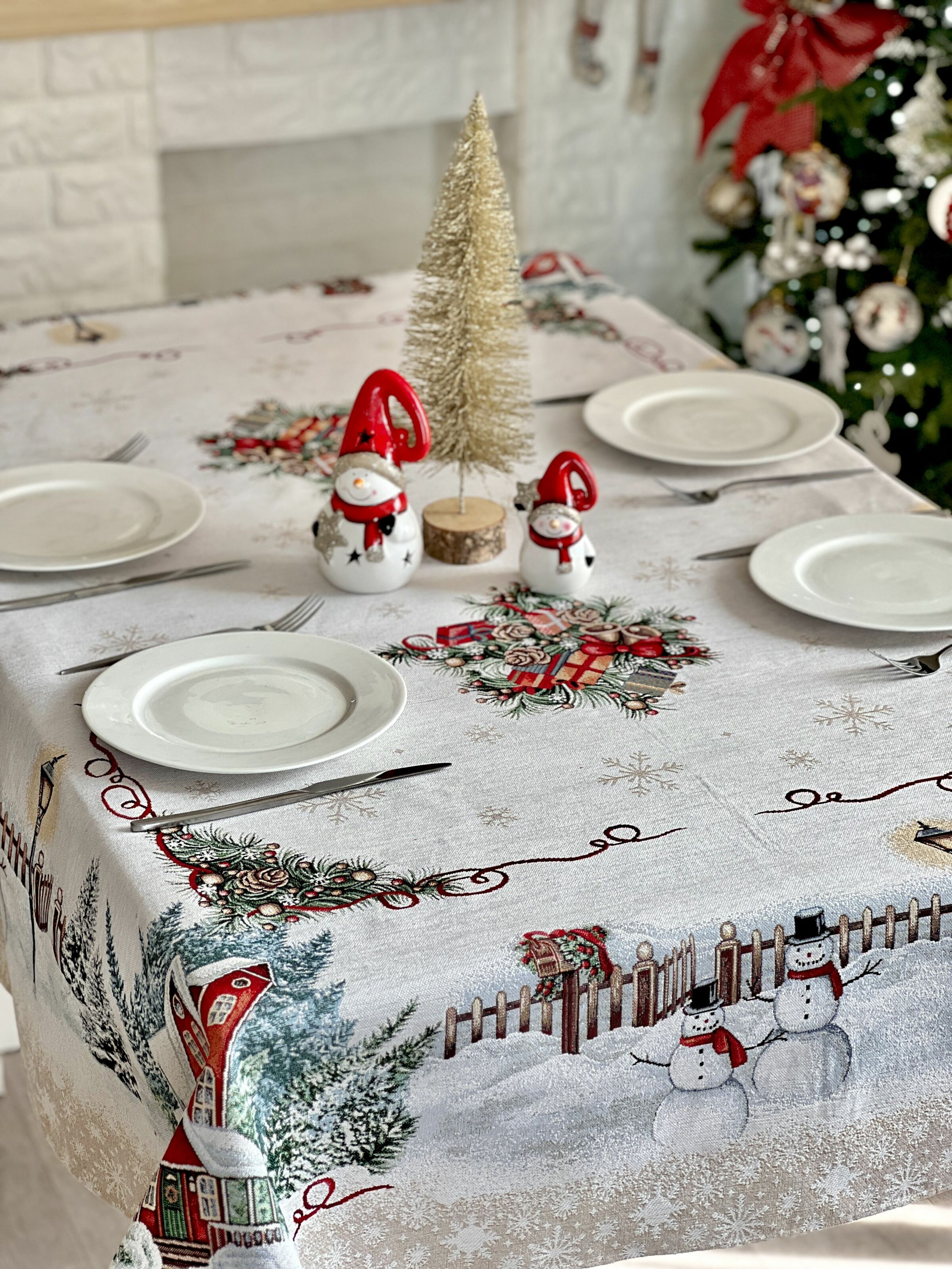 Скатертина гобеленова HOME Limaso, 137х240, Прямокутна, Новорічний, З мікрофіброю + срібним люрексом, 40% поліестер, 60% бавовна, Гобелен - фото 4