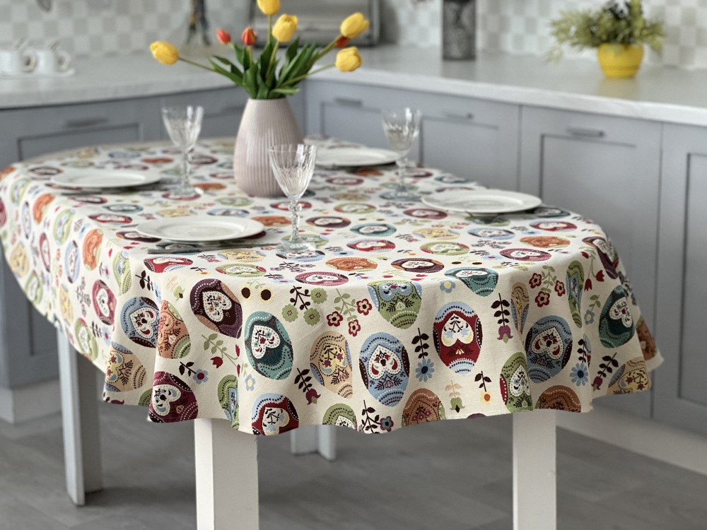 Скатертина гобеленова овальна OVAL EDEN126 Limaso, 137х180, Овальна, Великодній, Без люрексу, 75% поліестер, 22% бавовна, 3% акрил, Гобелен - фото 4