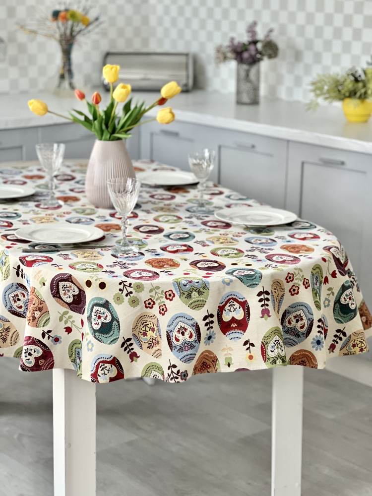 Скатертина гобеленова овальна OVAL EDEN126 Limaso, 137х180, Овальна, Великодній, Без люрексу, 75% поліестер, 22% бавовна, 3% акрил, Гобелен - фото 3