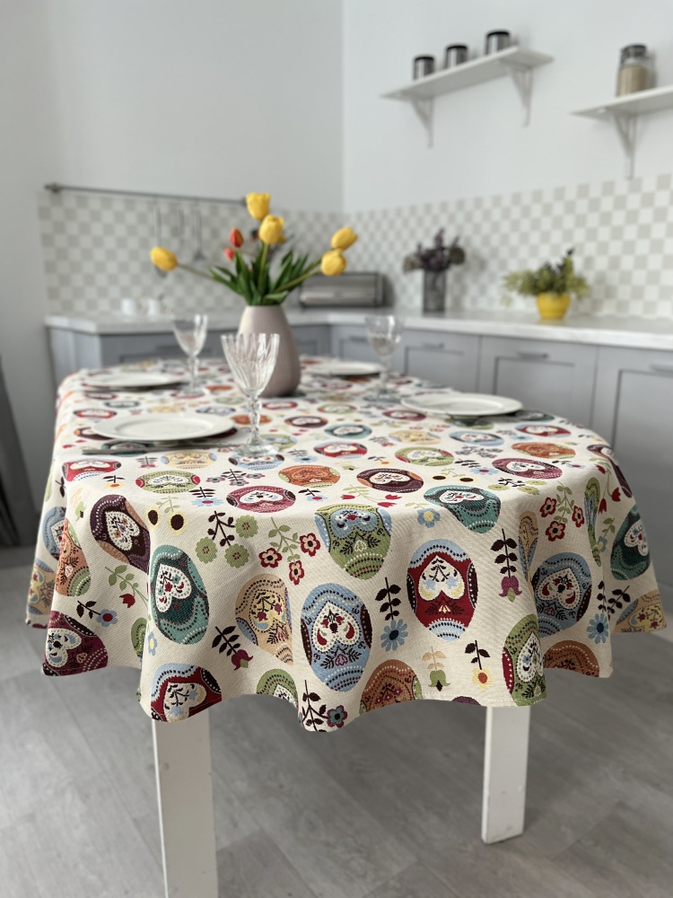 Скатертина гобеленова овальна OVAL EDEN126 Limaso, 137х180, Овальна, Великодній, Без люрексу, 75% поліестер, 22% бавовна, 3% акрил, Гобелен - фото 2