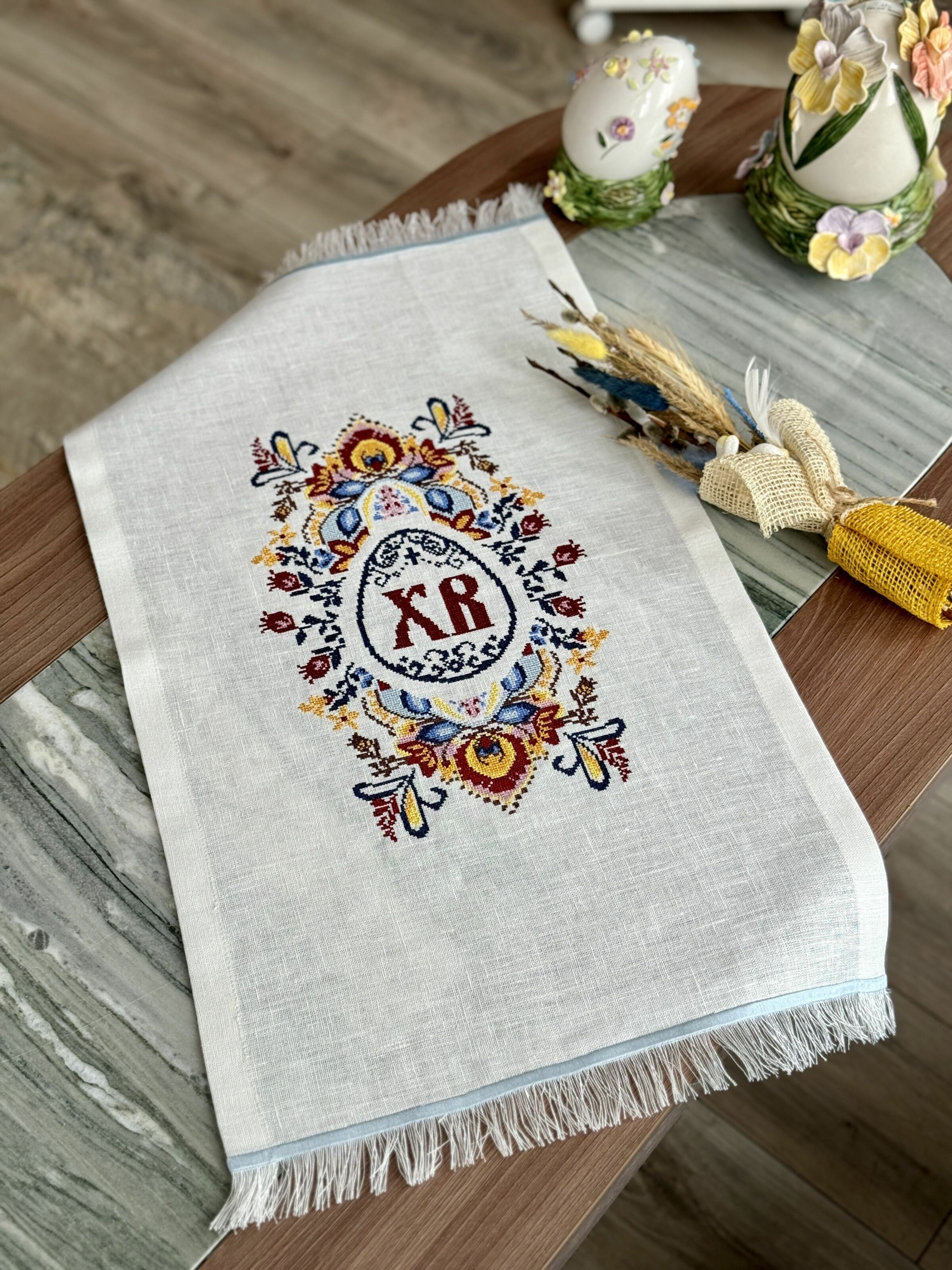 Рушничок у кошик великодній RKVV017, 38x70, Прямокутна, Великодній, Вишивка, 100% льон - фото 2