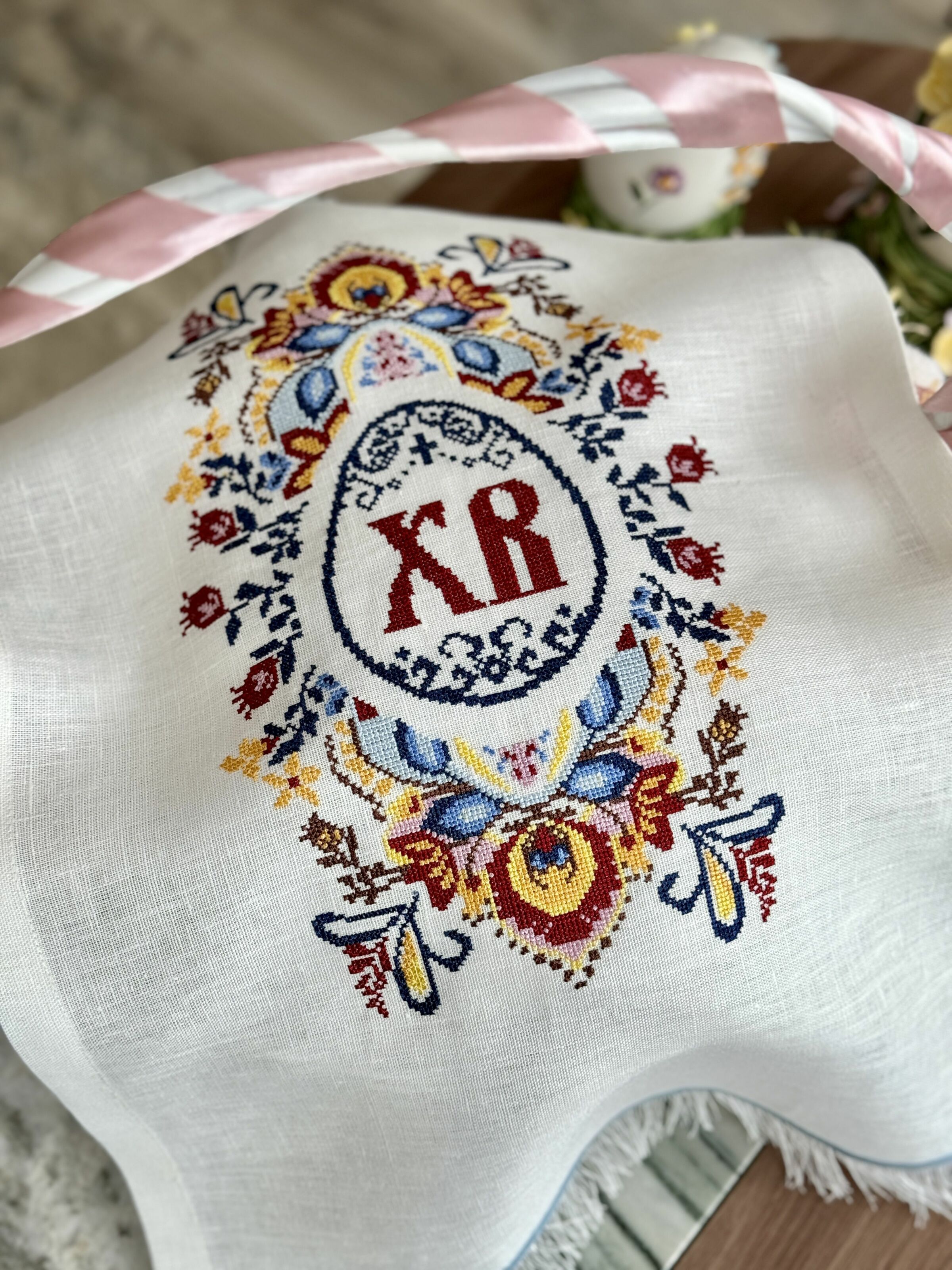 Рушничок у кошик великодній RKVV017, 38x70, Прямокутна, Великодній, Вишивка, 100% льон - фото 4