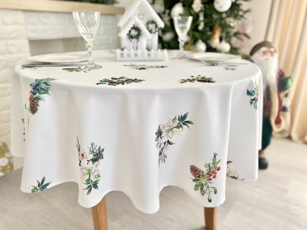 Скатертина з водовідштовхуючим покриттям NAVIDAD105, Ø155, Кругла, Новорічний, З водовідштовхуючим покриттям, 100% поліестер - фото 6