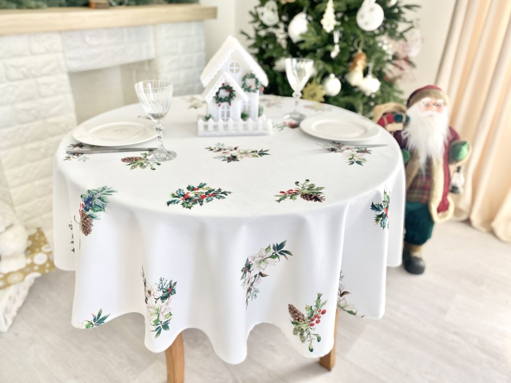 Скатертина з водовідштовхуючим покриттям NAVIDAD105, Ø155, Кругла, Новорічний, З водовідштовхуючим покриттям, 100% поліестер - фото 5