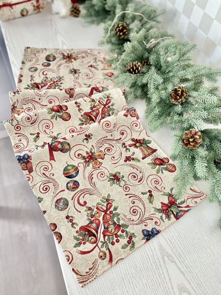 Доріжка гобеленова MIRRA Limaso, 45x140, 140, 45, Прямокутна, Новорічний, Золотий люрекс, 75% поліестер, 22% бавовна, 3% акрил, Гобелен - фото 3
