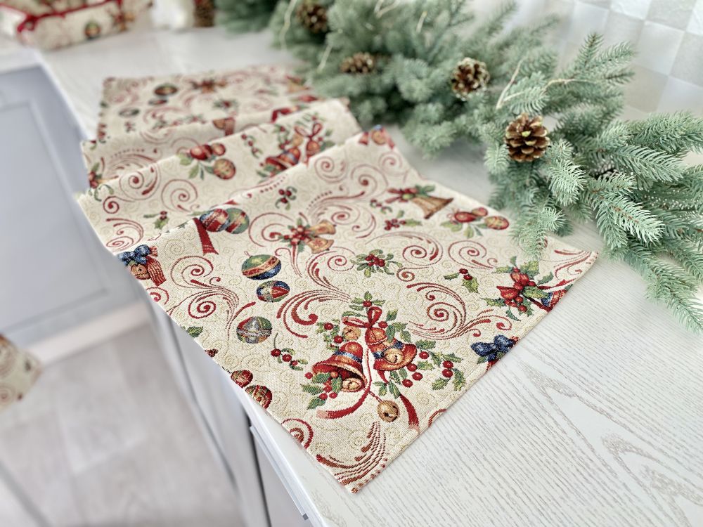Доріжка гобеленова MIRRA Limaso, 45x140, 140, 45, Прямокутна, Новорічний, Золотий люрекс, 75% поліестер, 22% бавовна, 3% акрил, Гобелен - фото 8