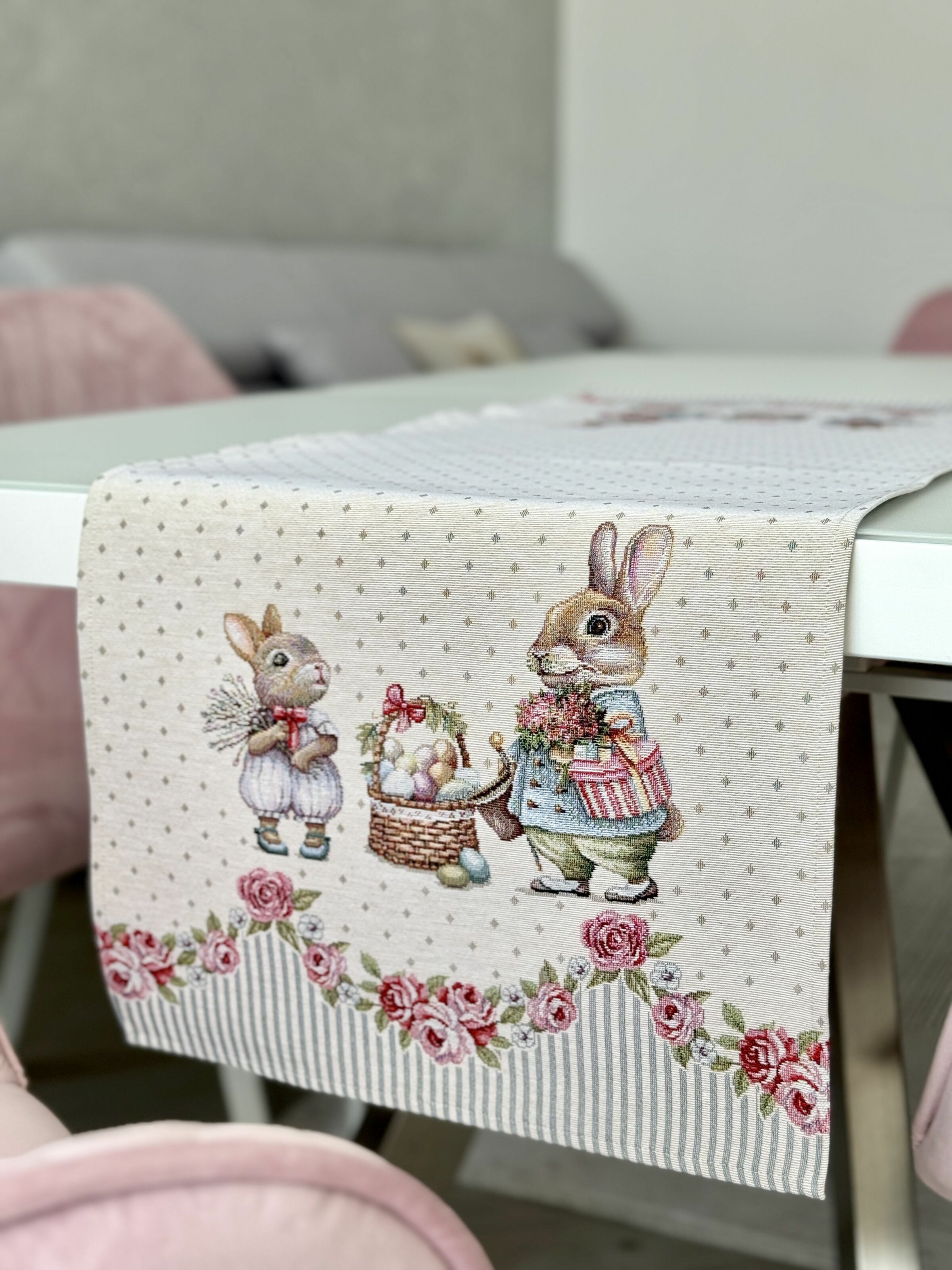 Доріжка гобеленова RUNNER1292GR Limaso, 45x140, 140, 45, Прямокутна, Великодній, Без люрексу, 75% поліестер, 22% бавовна, 3% акрил, Гобелен - фото 5