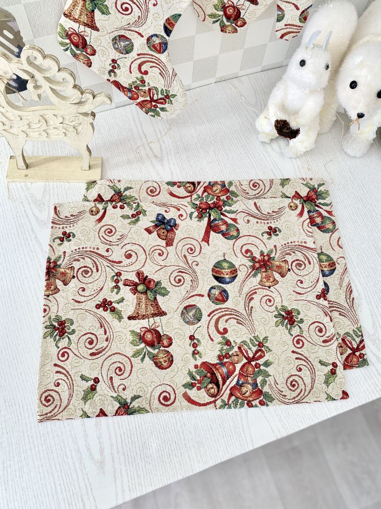 Серветка гобеленова MIRRA Limaso, 34x44, Прямокутна, Новорічний, Золотий люрекс, 75% поліестер, 22% бавовна, 3% акрил, Гобелен - фото 5