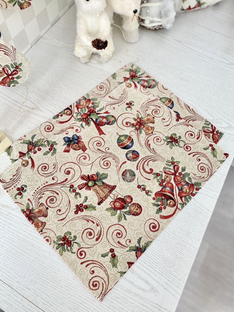 Серветка гобеленова MIRRA Limaso, 34x44, Прямокутна, Новорічний, Золотий люрекс, 75% поліестер, 22% бавовна, 3% акрил, Гобелен - фото 3
