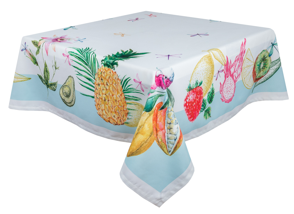 Скатертина з водовідштовхуючим покриттям MANTEL FRUTA, 145x220, Прямокутна, Фруктовий, З водовідштовхуючим покриттям, 75% бавовна, 25% поліестер, Водовідштовхуючий
