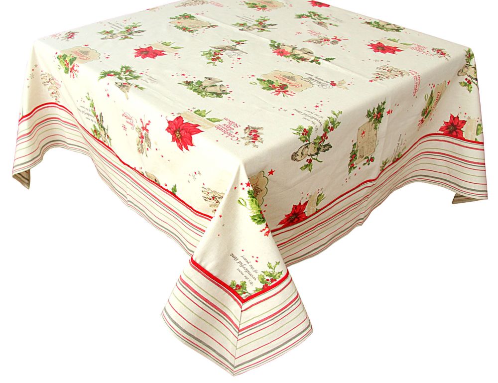 Скатертина "Holiday Wishes", 150x250, Прямокутна, Новорічний, Принт, 100% бавовна