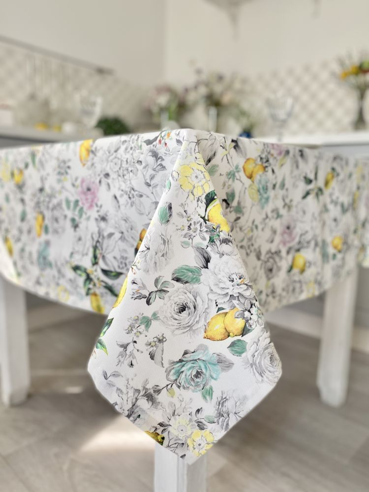 Скатертина з водовідштовхуючим покриттям MAITE, 150x180, Прямокутна, Лимони, З водовідштовхуючим покриттям, 75% бавовна, 25% поліестер, Водовідштовхуючий - фото 2