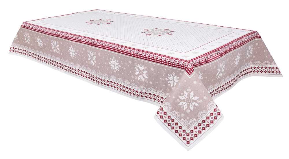 Скатертина гобеленова NORDICA TORTORA Limaso, 137x260, Прямокутна, Новорічний, Без люрексу, 38% бавовна, 37% поліестер, 25% акрил, Гобелен