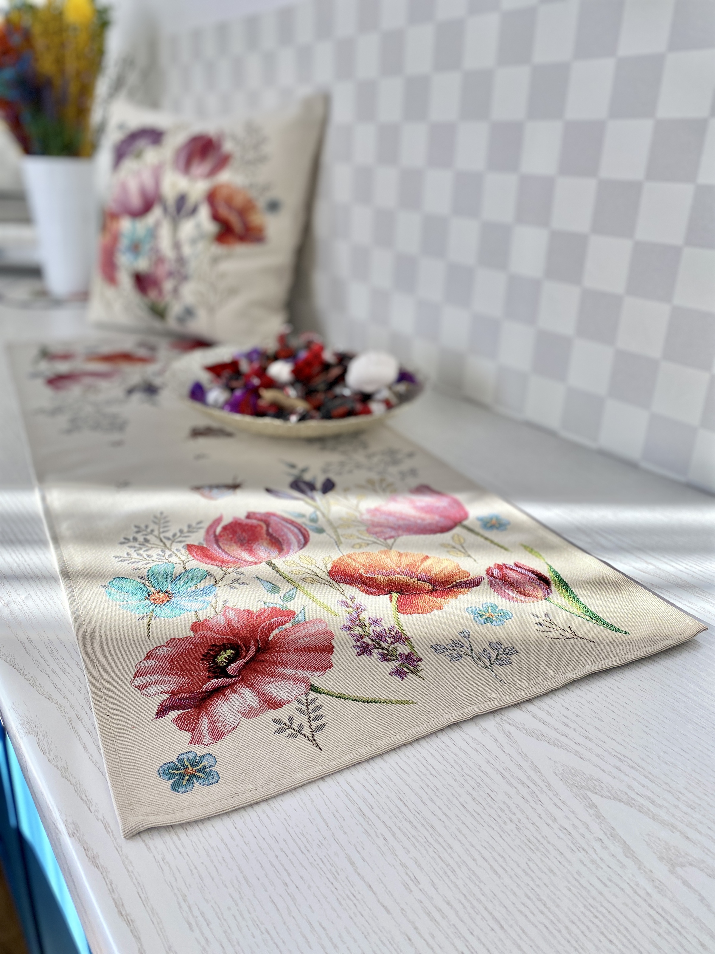 Доріжка гобеленова RUNNER1002 Limaso, 45x140, 140, 45, Прямокутна, Квітковий, Без люрексу, 75% поліестер, 22% бавовна, 3% акрил, Гобелен - фото 6