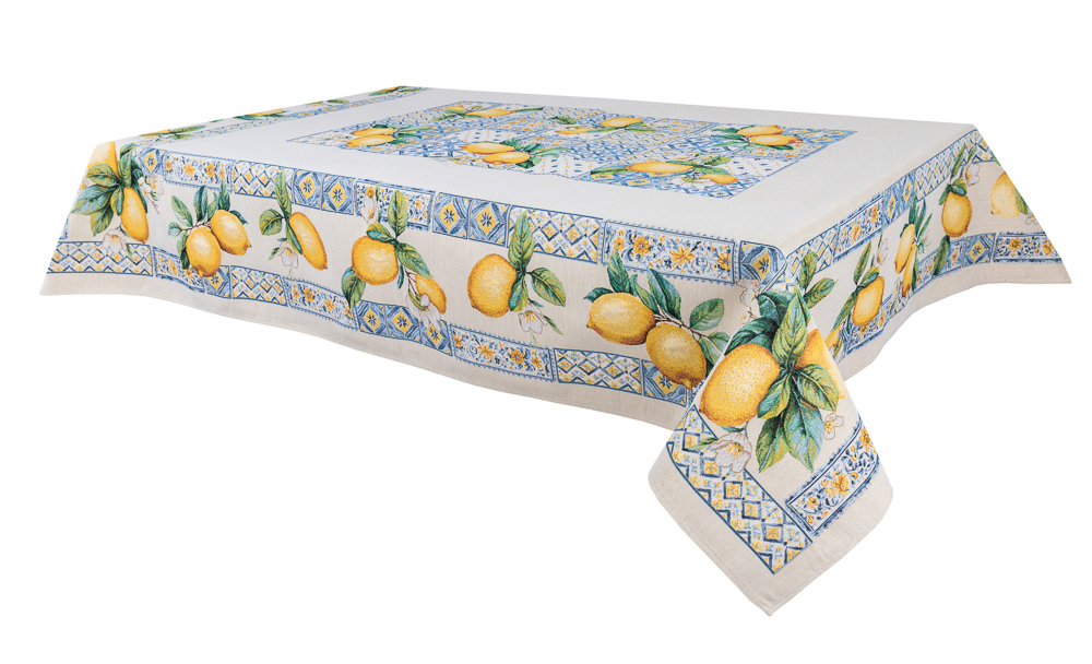 Скатертина гобеленова ISCHIA Limaso, 160x300, Прямокутна, Лимони, Без люрексу, 76% поліестер, 14% бавовна, 10% акрил, Гобелен