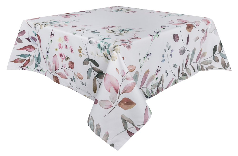Скатертина з водовідштовхуючим покриттям MANTEL XALLY, 145x145, Квадратна, Квітковий, З водовідштовхуючим покриттям, 75% бавовна, 25% поліестер, Водовідштовхуючий