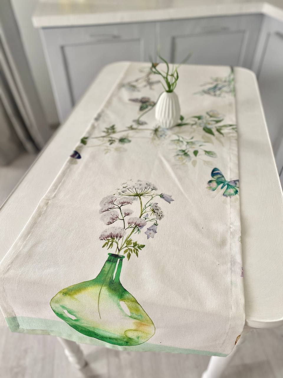 Доріжка з водовідштовхуючим покриттям MANTEL259, 45x130, Прямокутна, Квітковий, З водовідштовхуючим покриттям, 75% бавовна, 25% поліестер, Водовідштовхуючий