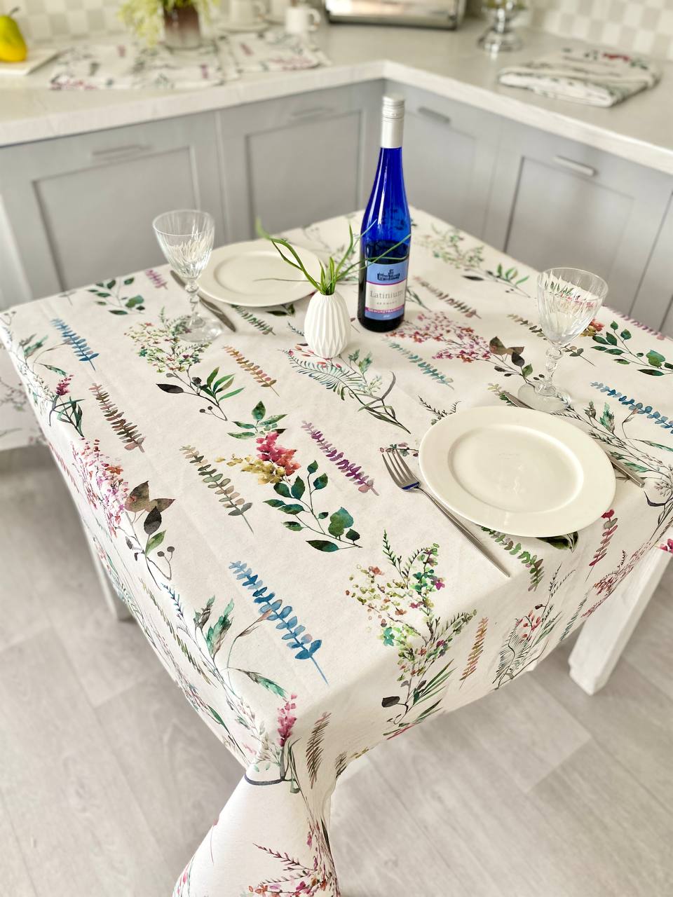 Скатертина з водовідштовхуючим покриттям MANTEL470, 130x130, Прямокутна, Квітковий, З водовідштовхуючим покриттям, 75% бавовна, 25% поліестер, Водовідштовхуючий - фото 3