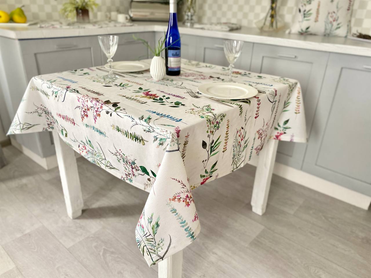 Скатертина з водовідштовхуючим покриттям MANTEL470, 130x130, Прямокутна, Квітковий, З водовідштовхуючим покриттям, 75% бавовна, 25% поліестер, Водовідштовхуючий - фото 6