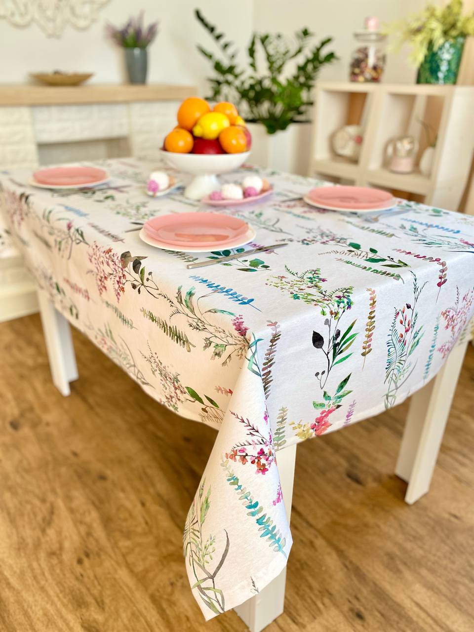 Скатертина з водовідштовхуючим покриттям MANTEL470, 130x130, Прямокутна, Квітковий, З водовідштовхуючим покриттям, 75% бавовна, 25% поліестер, Водовідштовхуючий - фото 7