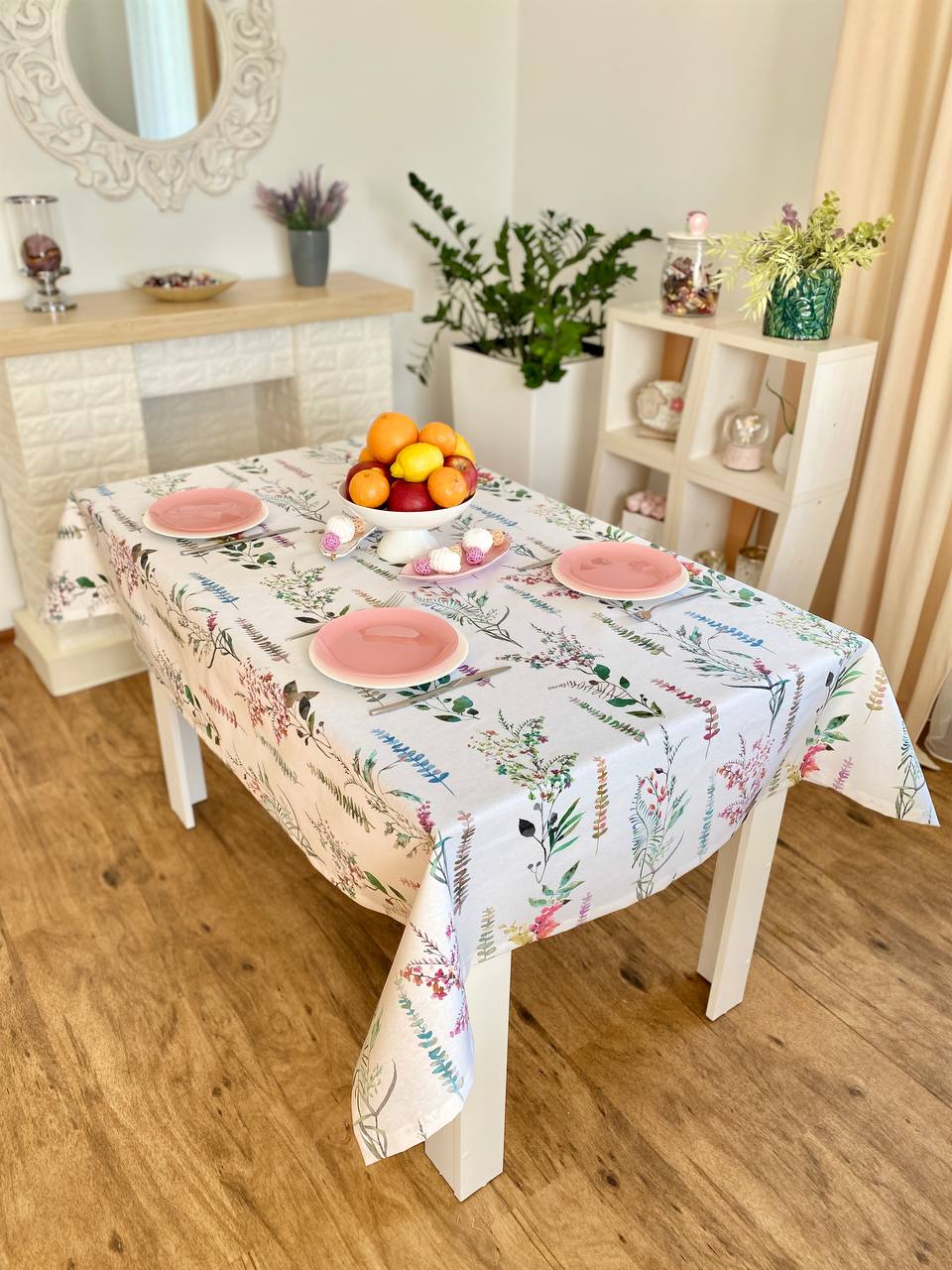 Скатертина з водовідштовхуючим покриттям MANTEL470, 130x130, Прямокутна, Квітковий, З водовідштовхуючим покриттям, 75% бавовна, 25% поліестер, Водовідштовхуючий - фото 9