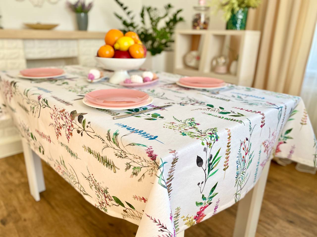 Скатертина з водовідштовхуючим покриттям MANTEL470, 130x130, Прямокутна, Квітковий, З водовідштовхуючим покриттям, 75% бавовна, 25% поліестер, Водовідштовхуючий - фото 18