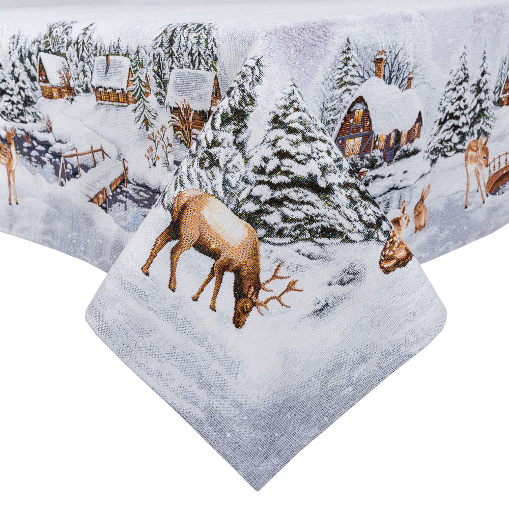 Скатертина гобеленова WINTER Limaso, 137х180, Прямокутна, Новорічний, Без люрексу, з мікрофібою, 80% поліестер, 15% бавовна, 5% акрил, Гобелен - фото 2