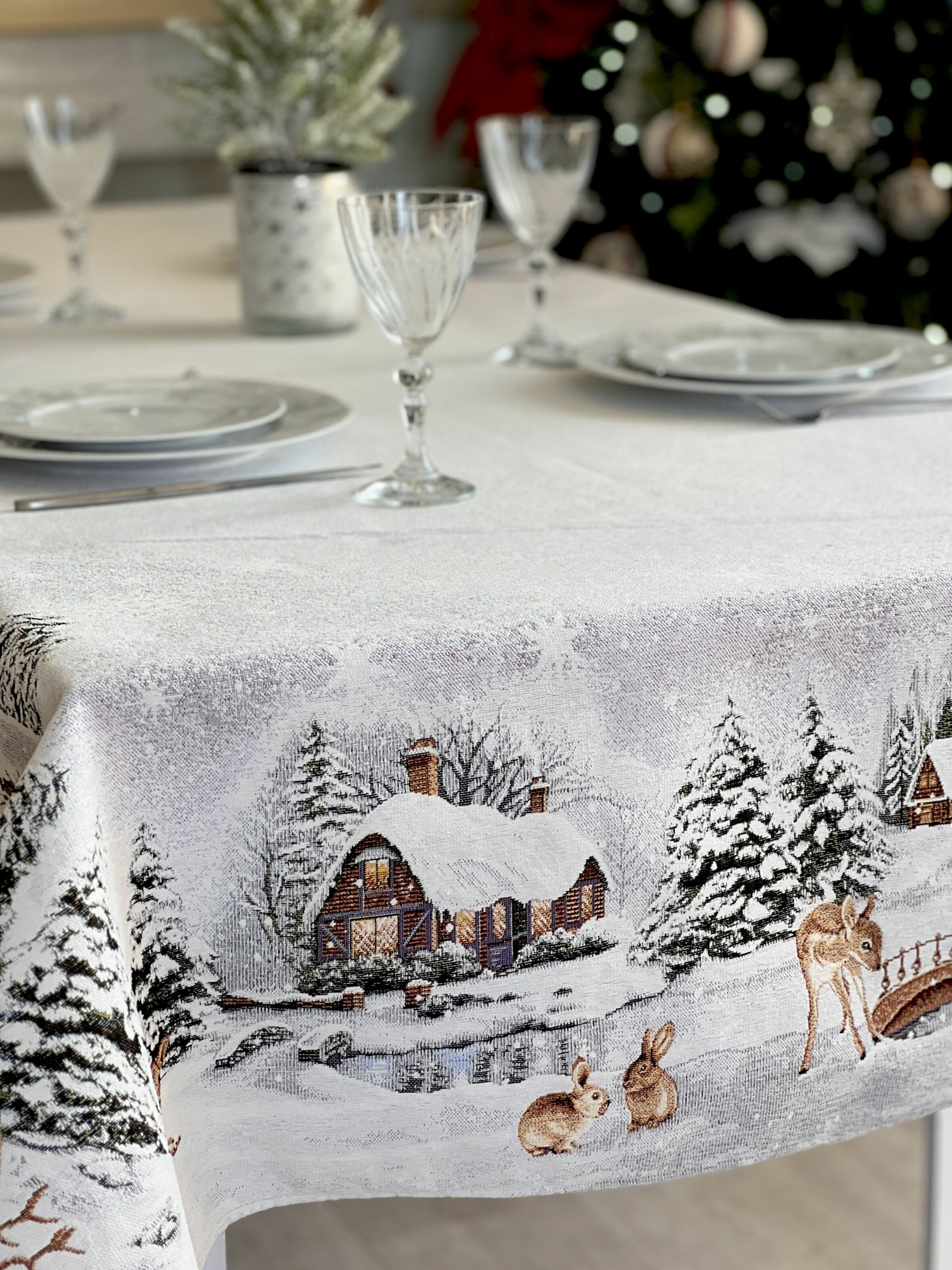 Скатертина гобеленова WINTER Limaso, 137х180, Прямокутна, Новорічний, Без люрексу, з мікрофібою, 80% поліестер, 15% бавовна, 5% акрил, Гобелен - фото 8