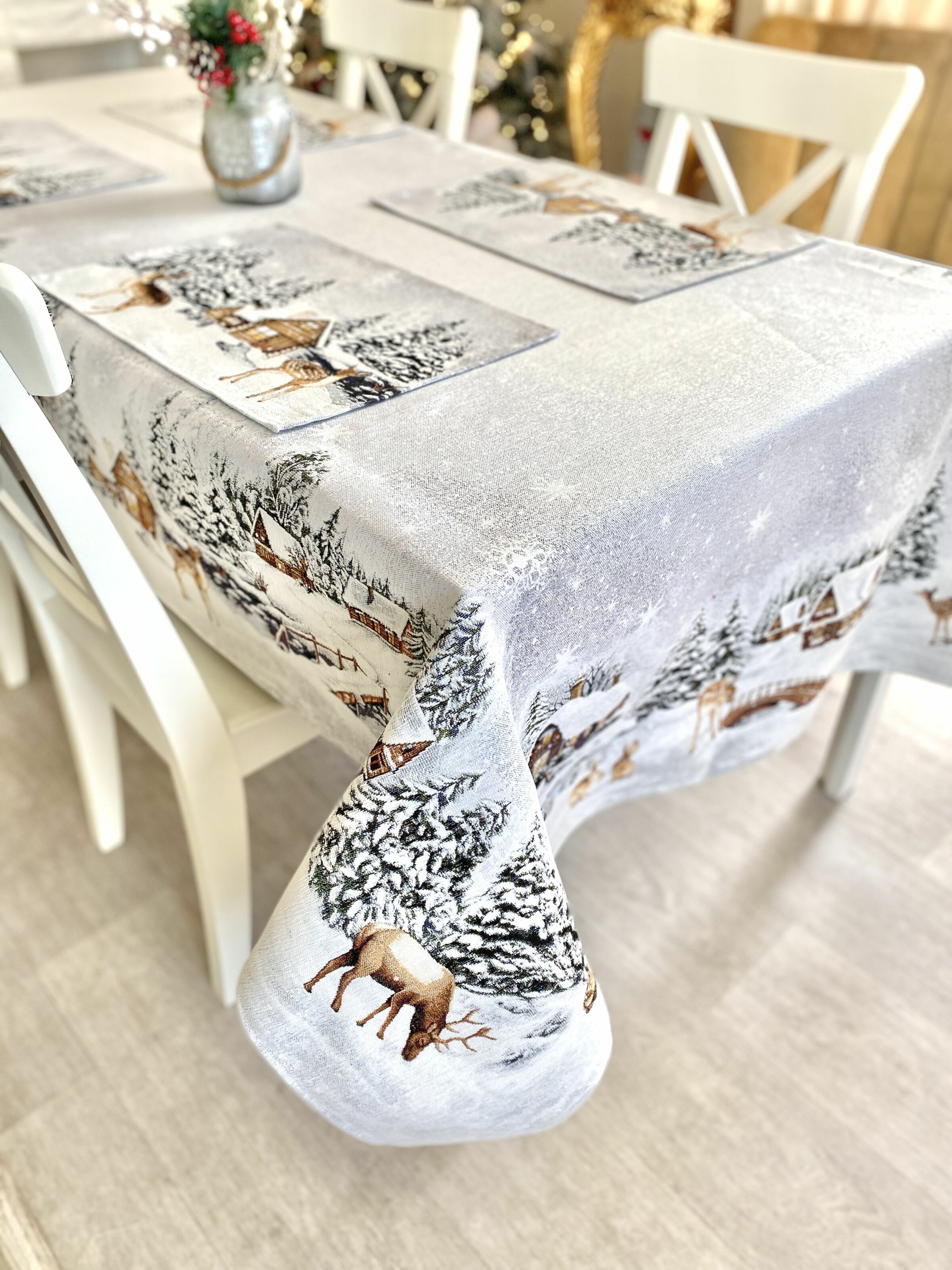 Скатертина гобеленова WINTER Limaso, 137х180, Прямокутна, Новорічний, Без люрексу, з мікрофібою, 80% поліестер, 15% бавовна, 5% акрил, Гобелен - фото 4