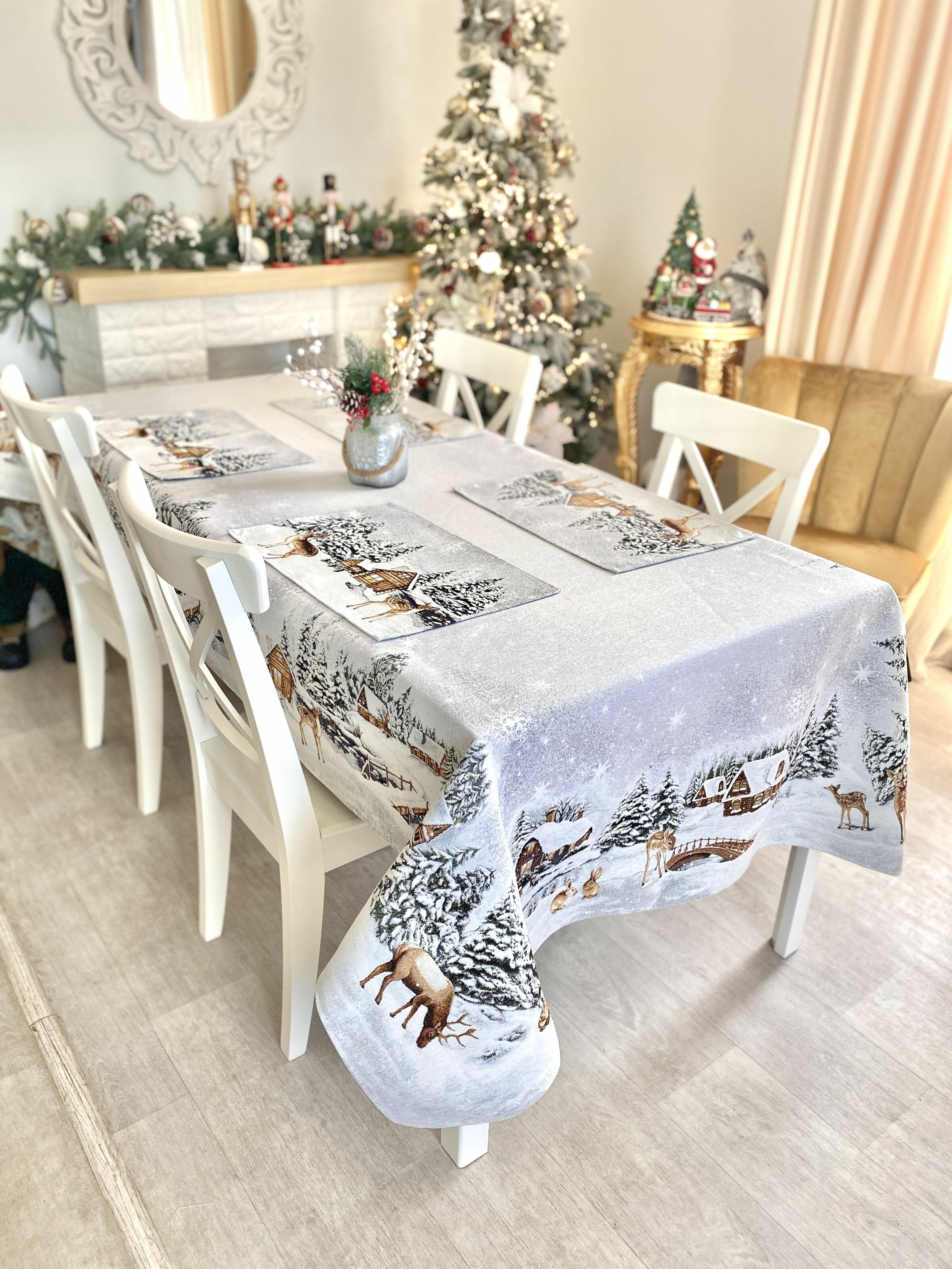 Скатертина гобеленова WINTER Limaso, 137х180, Прямокутна, Новорічний, Без люрексу, з мікрофібою, 80% поліестер, 15% бавовна, 5% акрил, Гобелен - фото 3