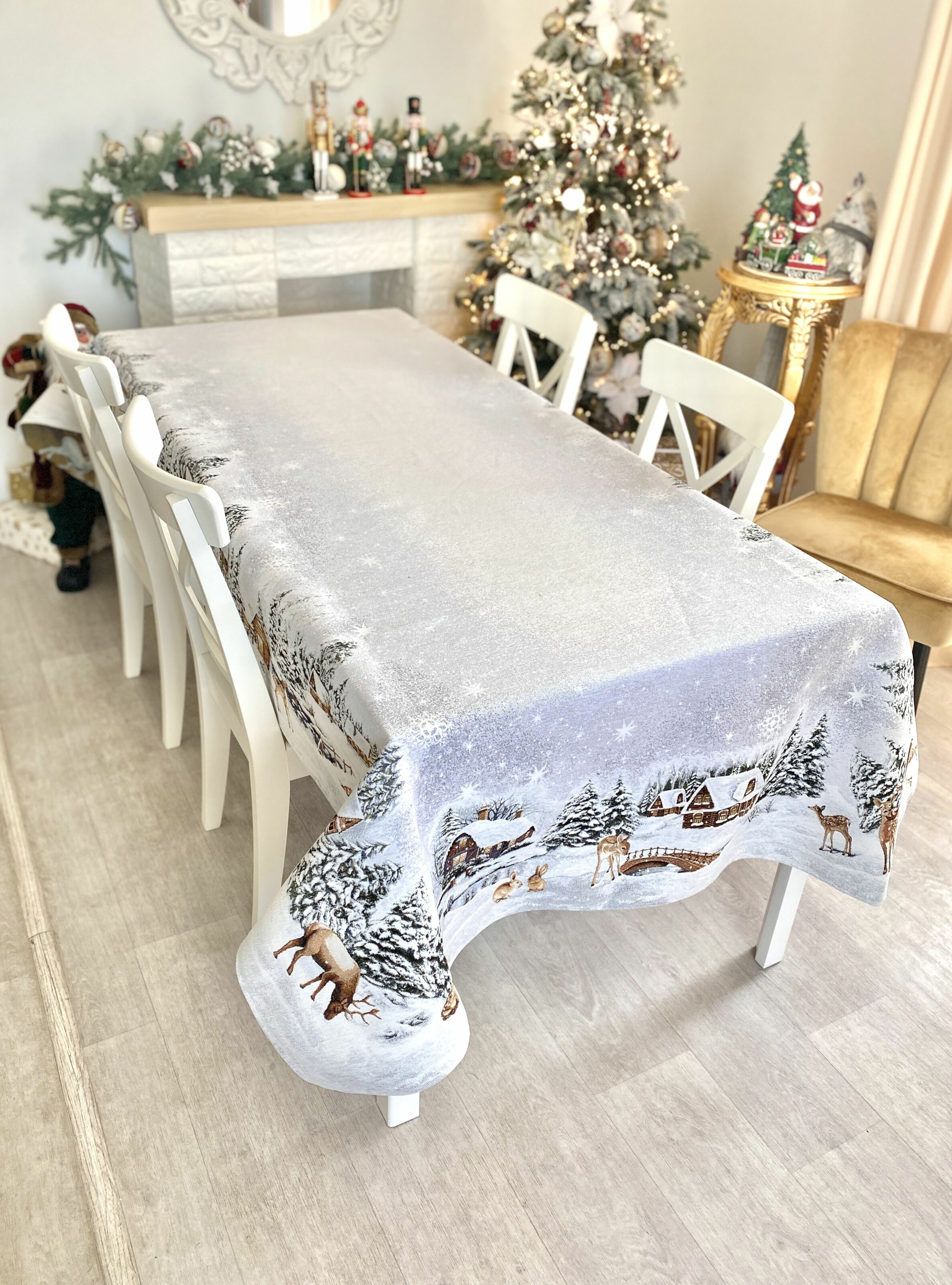 Скатертина гобеленова WINTER Limaso, 137х180, Прямокутна, Новорічний, Без люрексу, з мікрофібою, 80% поліестер, 15% бавовна, 5% акрил, Гобелен - фото 7