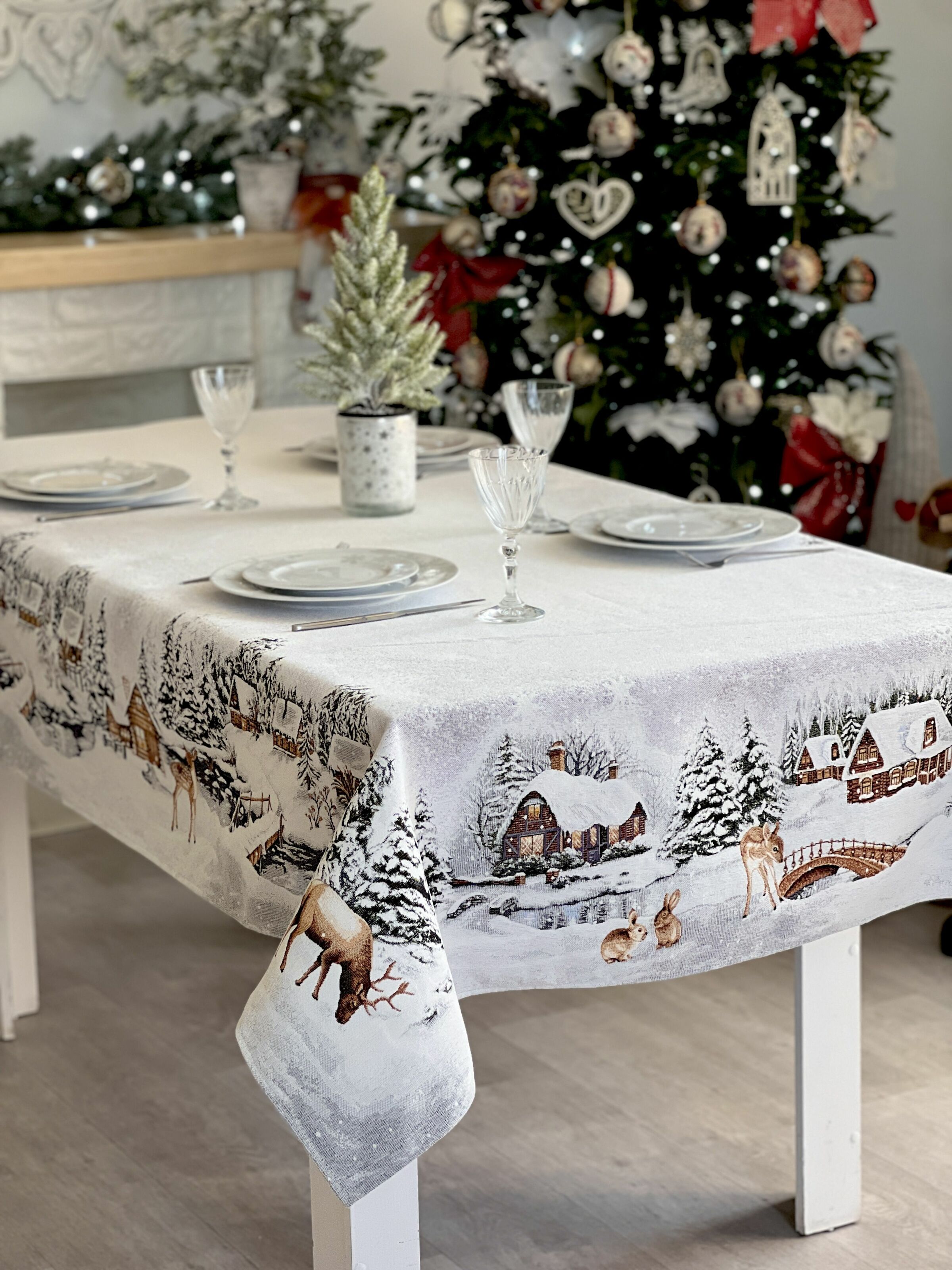 Скатертина гобеленова WINTER Limaso, 137х180, Прямокутна, Новорічний, Без люрексу, з мікрофібою, 80% поліестер, 15% бавовна, 5% акрил, Гобелен - фото 9