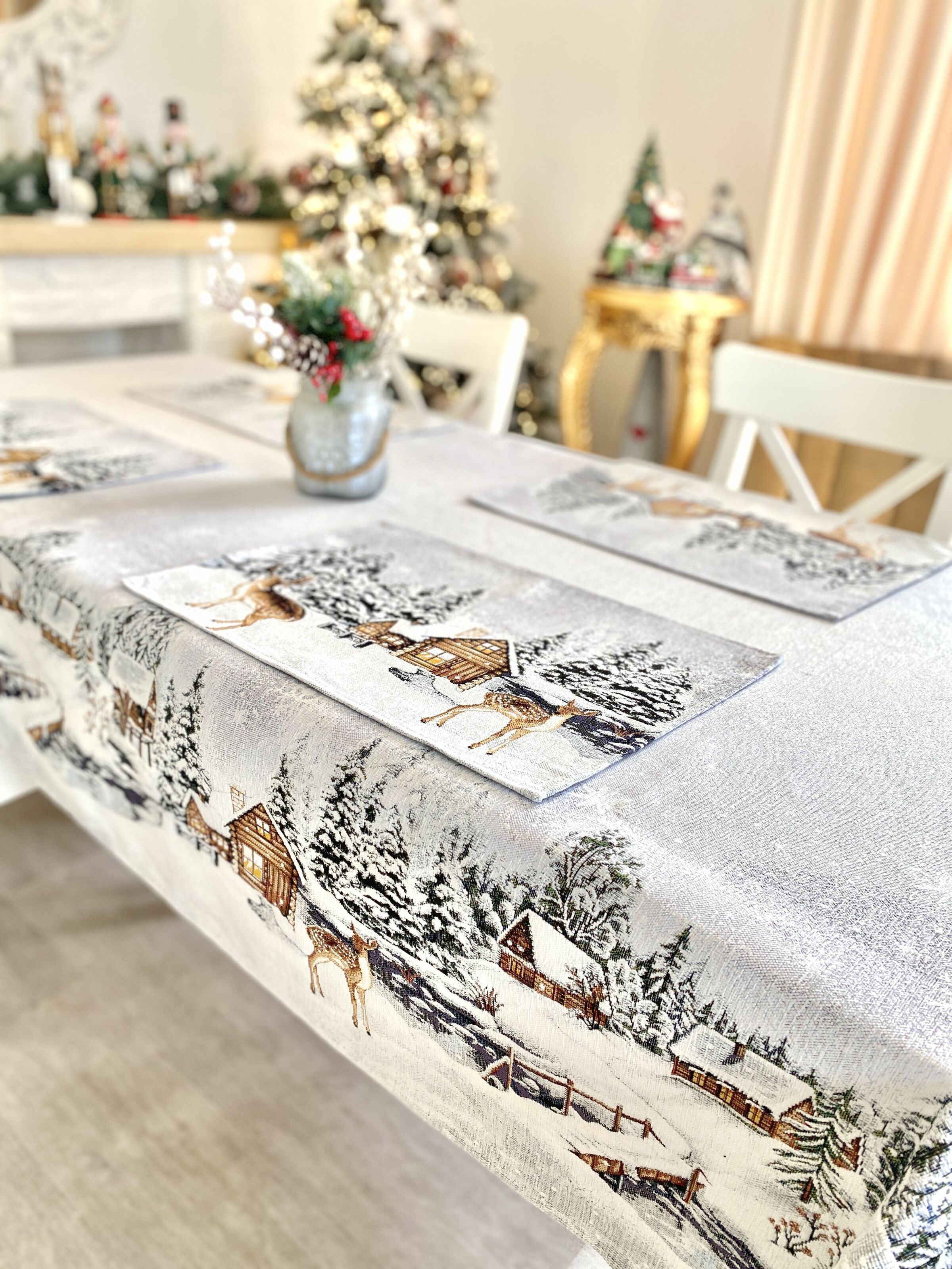Скатертина гобеленова WINTER Limaso, 137х180, Прямокутна, Новорічний, Без люрексу, з мікрофібою, 80% поліестер, 15% бавовна, 5% акрил, Гобелен - фото 5
