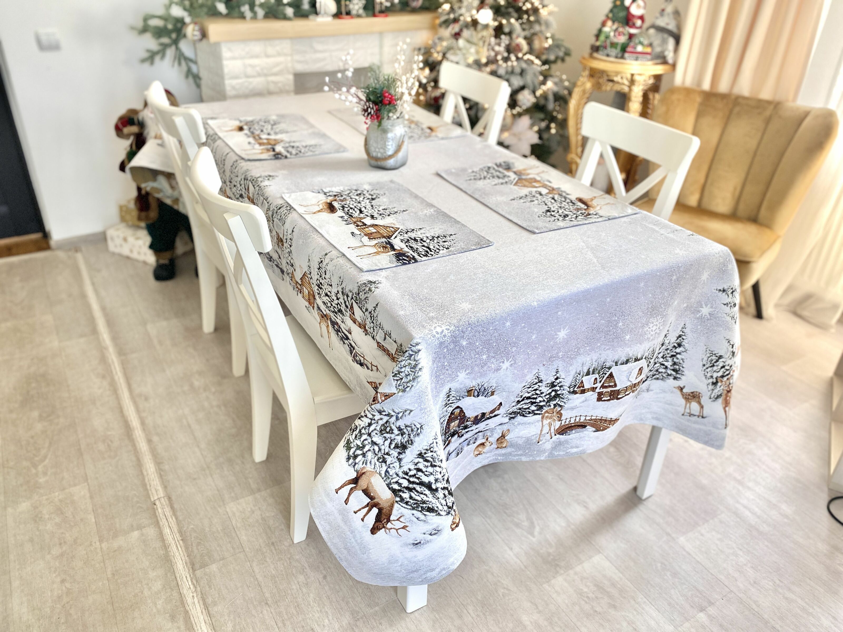 Скатертина гобеленова WINTER Limaso, 137х180, Прямокутна, Новорічний, Без люрексу, з мікрофібою, 80% поліестер, 15% бавовна, 5% акрил, Гобелен - фото 12