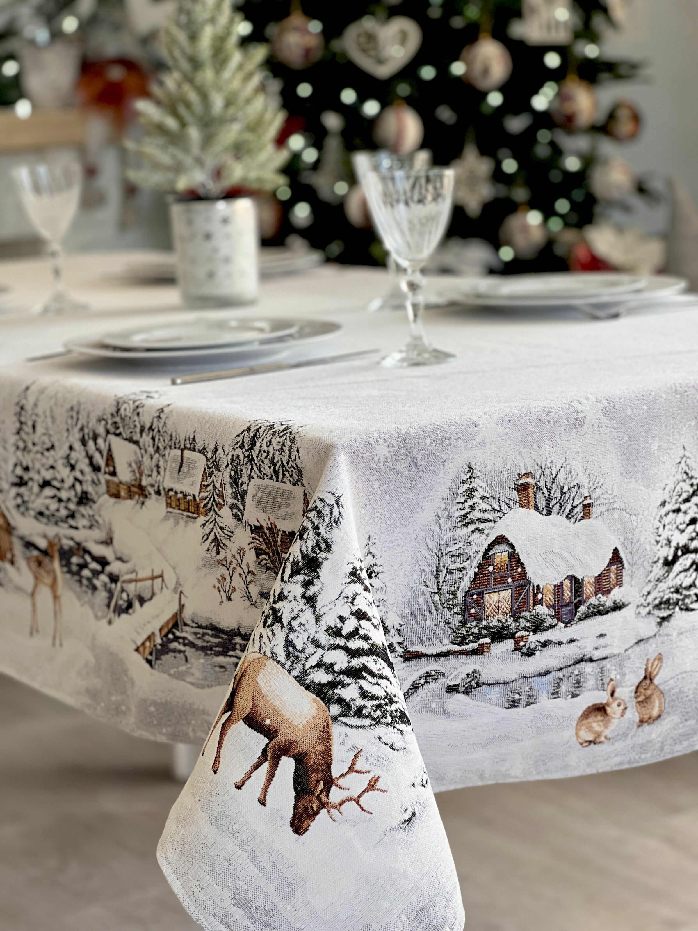 Скатертина гобеленова WINTER Limaso, 137х180, Прямокутна, Новорічний, Без люрексу, з мікрофібою, 80% поліестер, 15% бавовна, 5% акрил, Гобелен - фото 10